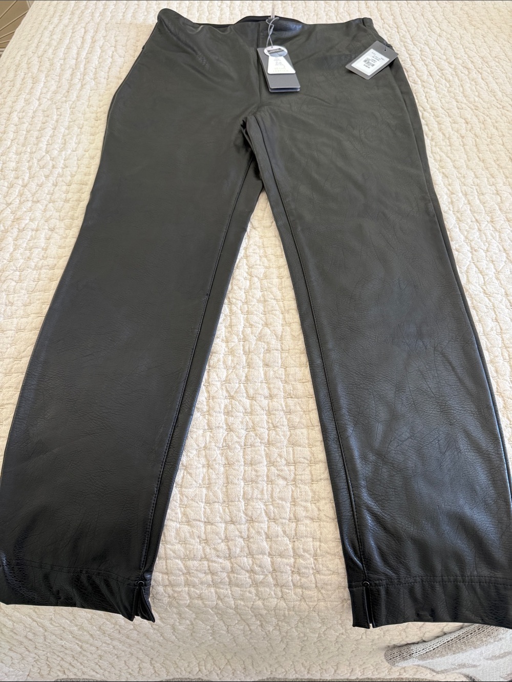 Lysse Black Cropped Faux Leather Ankle Pants
